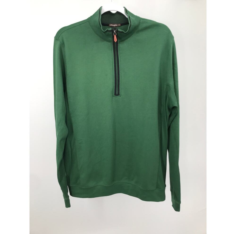 J. McLaughlin Mens Green Pima Cotton 1/4 Zip Pullover Top Size M